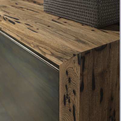 Venice's Briccole Twings 2 Ante Cupboard wood detail top and side zoom